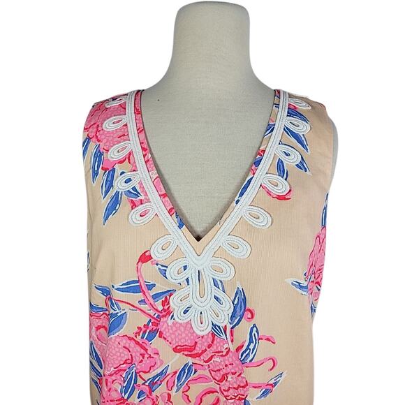 Lilly Pulitzer Sidonie Stretch Shift Dress Size 8 Pink So Clawsome Crab Resort - Picture 4 of 15
